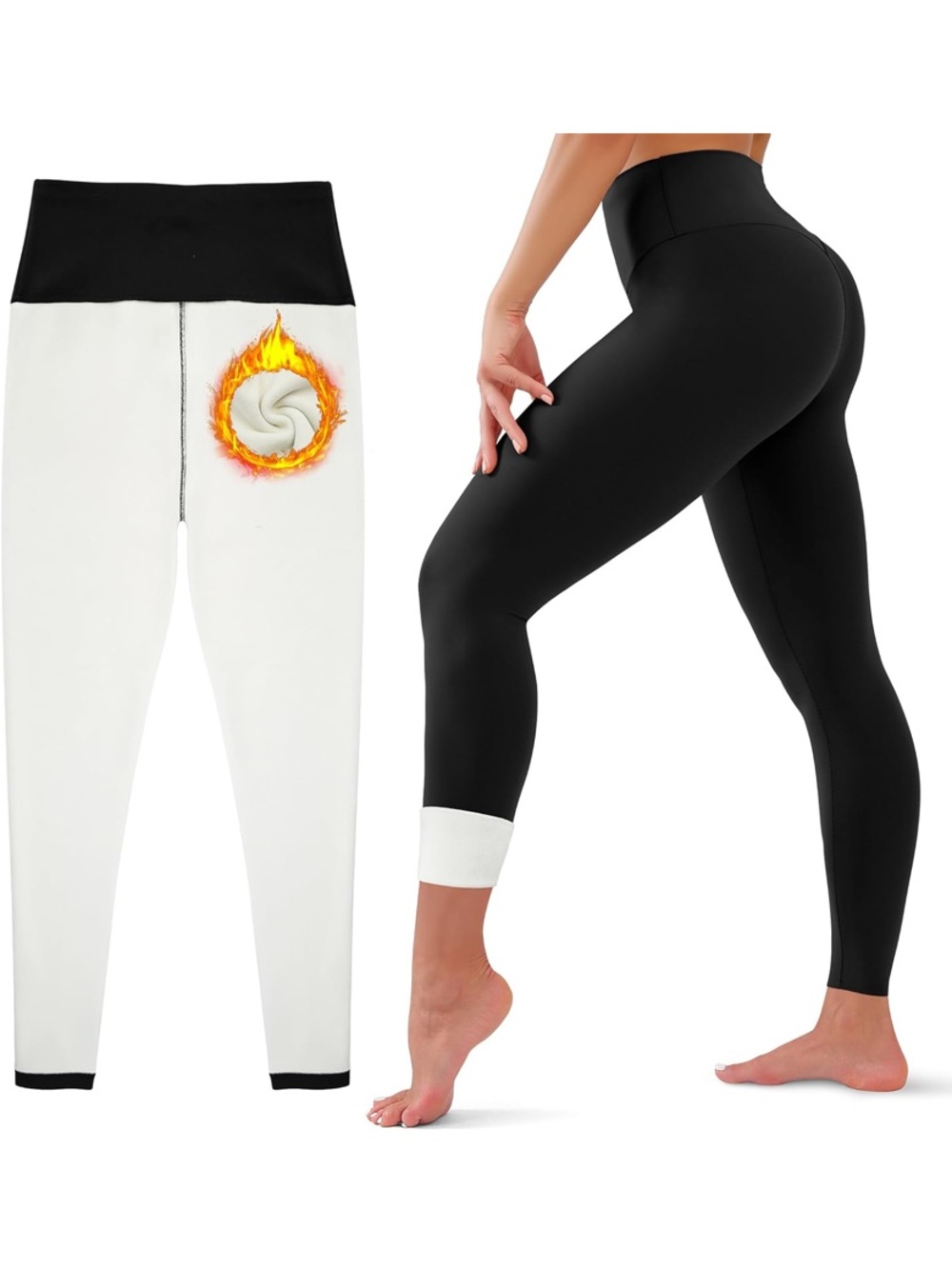 Women’s High-Waist Black and White Yoga Leggings